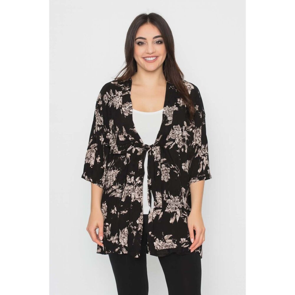 Spiritual Gangster Maya Kimono Cover Up Top Floral Tie Closure Woman's WOMEN'S